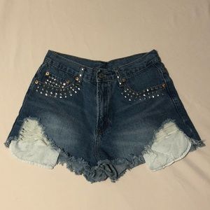 High waisted jean shorts